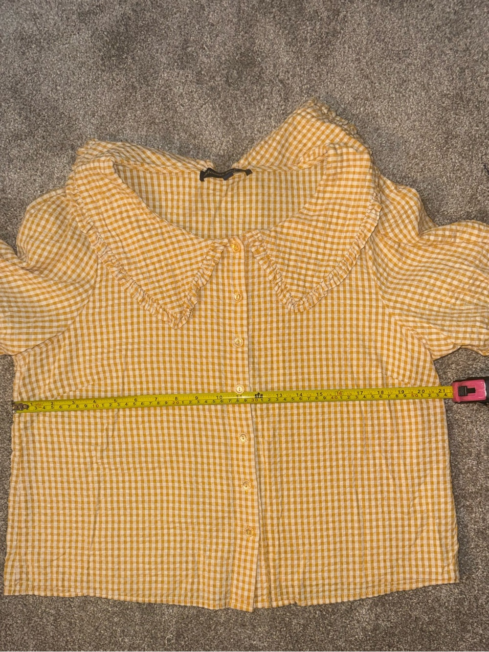 Princess Highway Yellow Gingham Button-Up Blouse with Peter Pan Collar - Picture 4 of 4